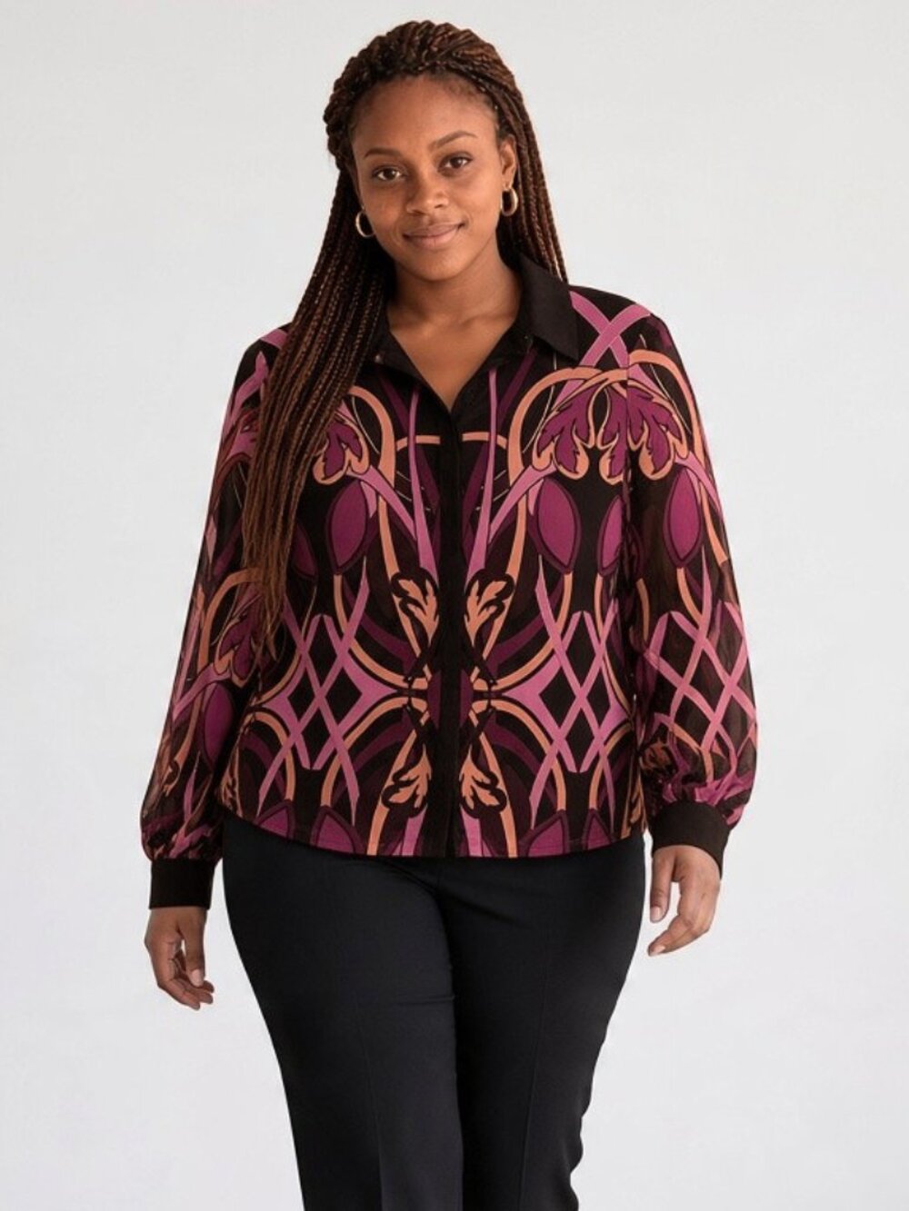 Ted Baker London Sew in Love Sheer Sleeve Print Blouse Size 4 (US size 10)